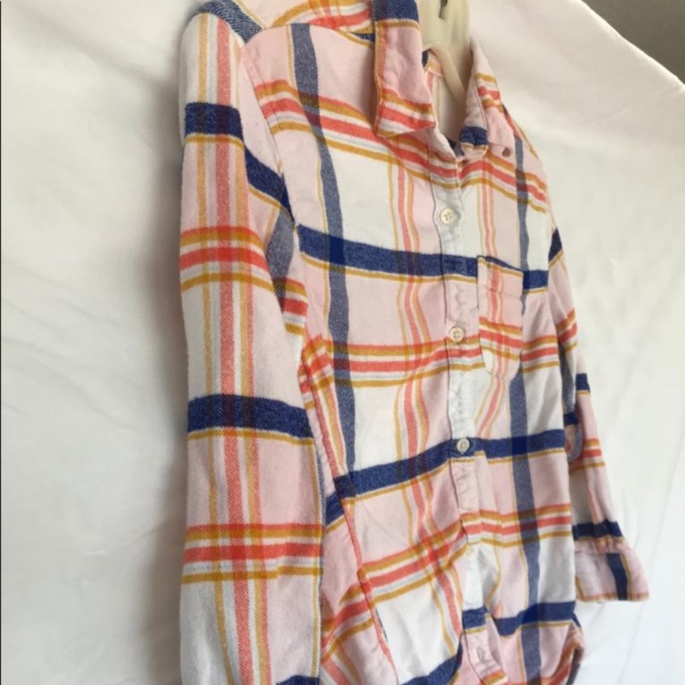 pink plaid button down